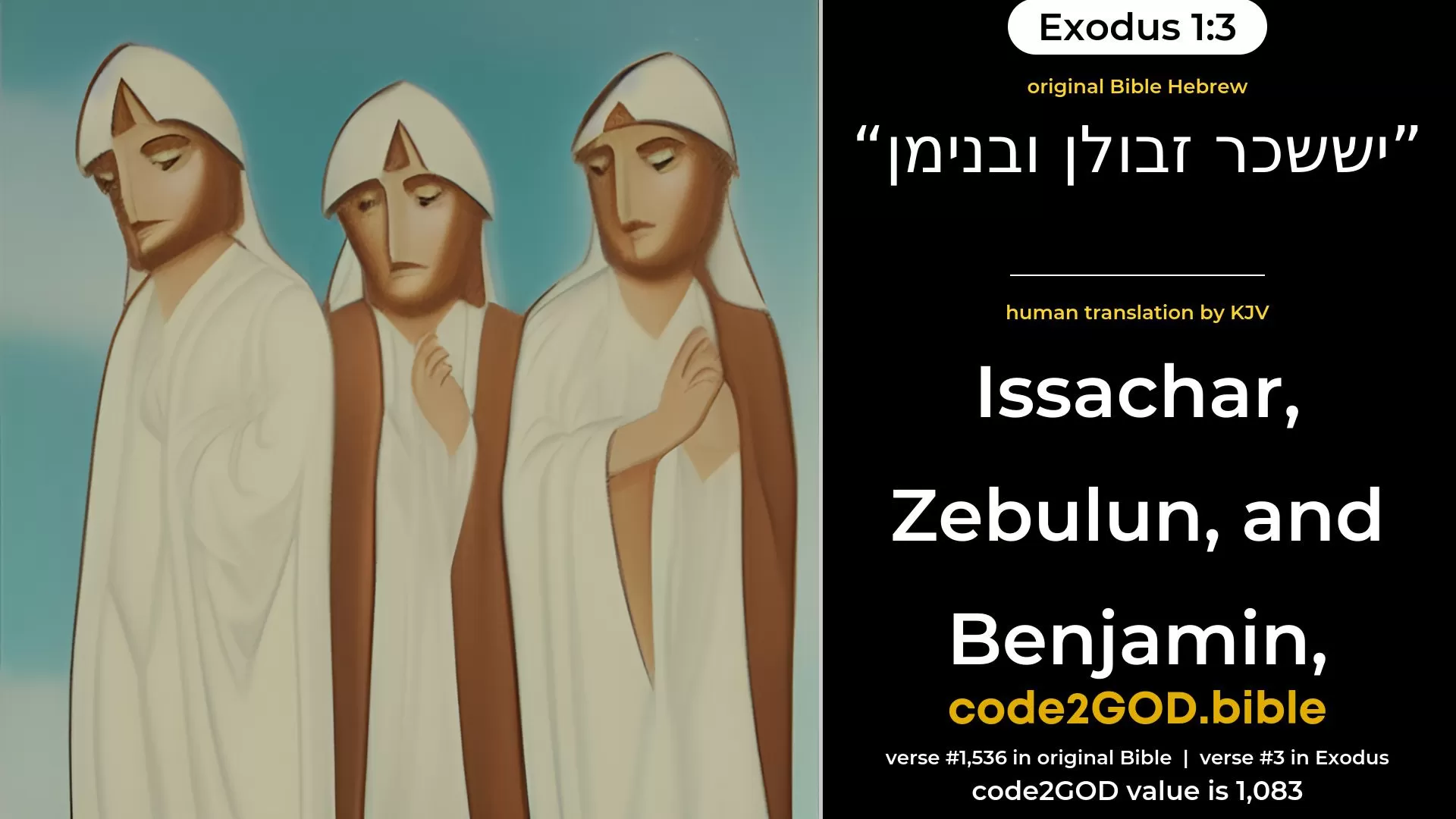 Exodus 1-3≈Issachar, Zebulun, and Benjamin; original Bible יששכר זבולן ובנימן code2GOD